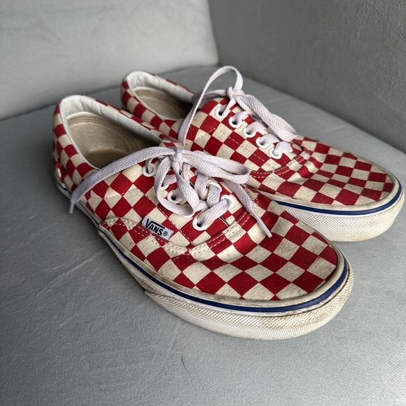 Vans Red & White Checkered Sneakers 8 - Picture 2 of 9